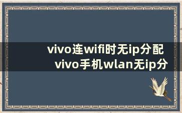 vivo连wifi时无ip分配 vivo手机wlan无ip分配